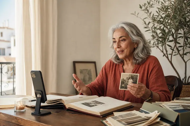 Carmen grabando su propia historia